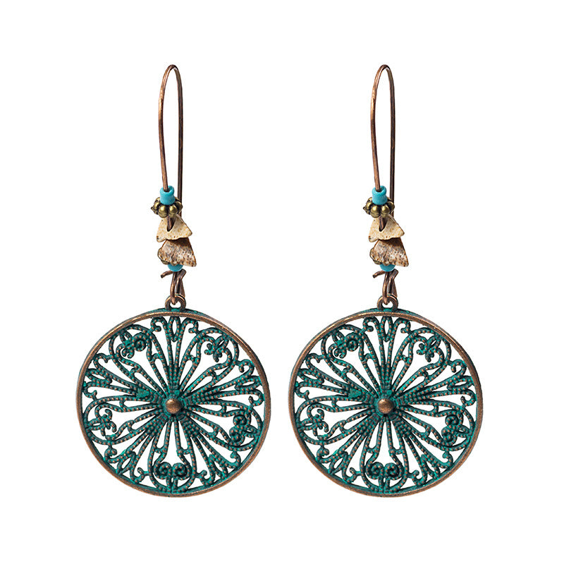 Wholesale Bohemian ethnic retro hollow pattern geometric earrings